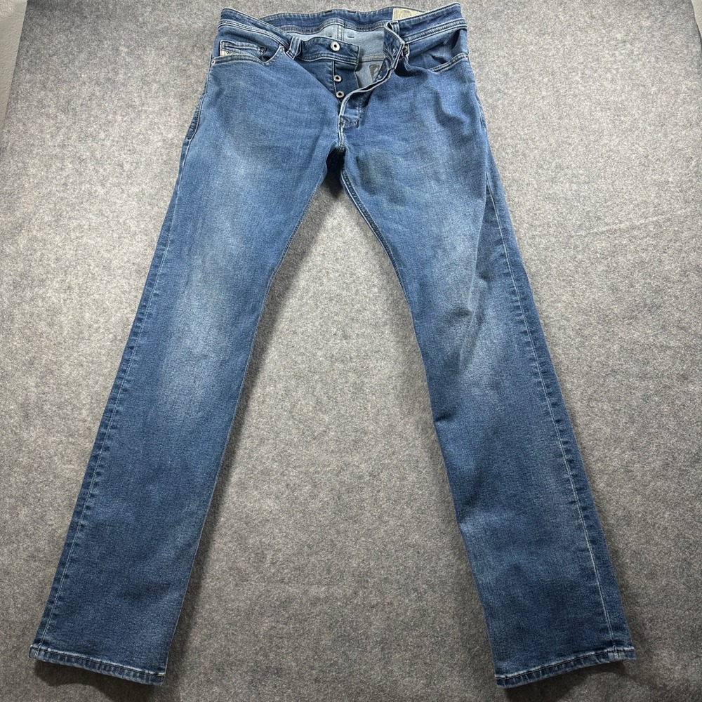 Diesel Safado Jeans Men 34x32 Blue Regular Slim Straight Stretch Button Fly
